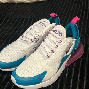 Nike Air Max 270 Women's Running Shoes 8.5 White Teal Purple Sneakers